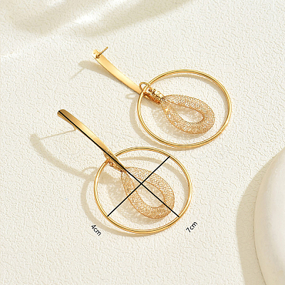 Iron Hollow Circle Dangle Stud Earrings RS3089-1