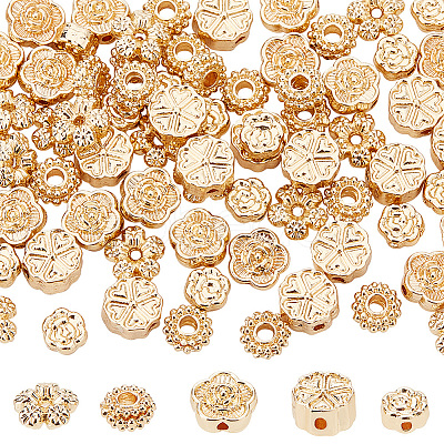 80Pcs 5 Style Rack Plating Alloy Beads FIND-DC0001-47-1