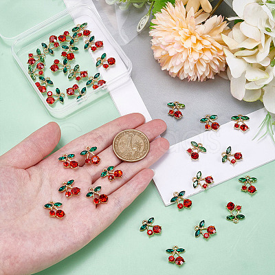 32Pcs Rack Plating Alloy Rhinestone Pendants FIND-ME0002-42-1