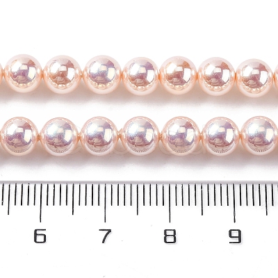 UV Plating Pearlized Glass Pearl Beads Strands GLAA-F128-01A-T09-1