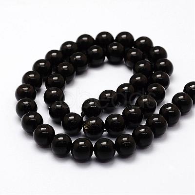 Natural Golden Sheen Obsidian Beads Strands G-F364-08-10mm-1