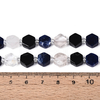 Natural Obsidian & Sodalite & Quartz Crystal Beads Strands G-N358-03A-02-1