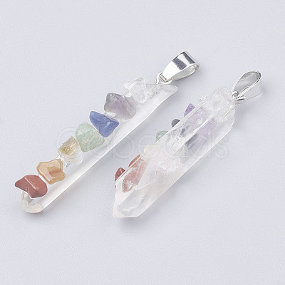 Chakra Natural Quartz Crystal Pointed Pendants X-G-T097-06-1