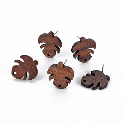 Walnut Wood Stud Earring Findings WOOD-S054-51-1