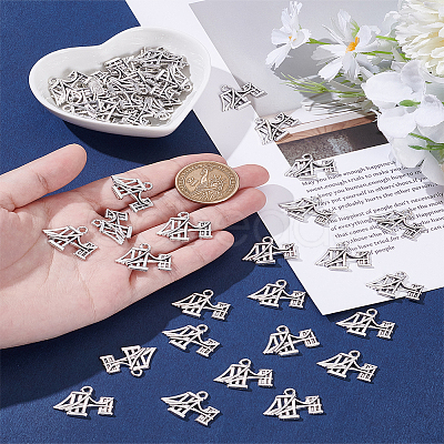 50Pcs Tibetan Style Alloy Pendants TIBEP-LP0001-13-1