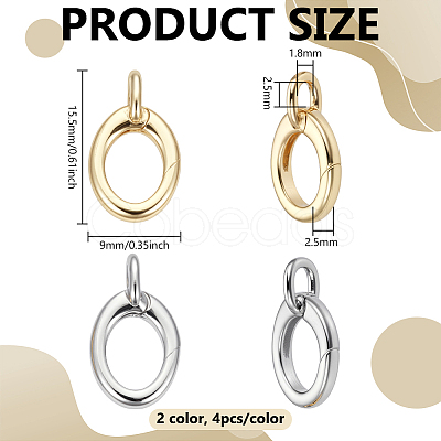 8Pcs 2 Colors Brass Spring Gate Rings KK-BC0015-06-1