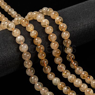 Natural Citrine Beads Strands G-O166-10-8mm-1