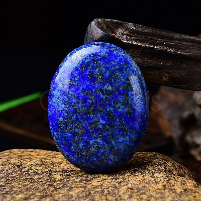 Natural Lapis Lazuli Oval Palm Stone Massager PW-WG63539-03-1