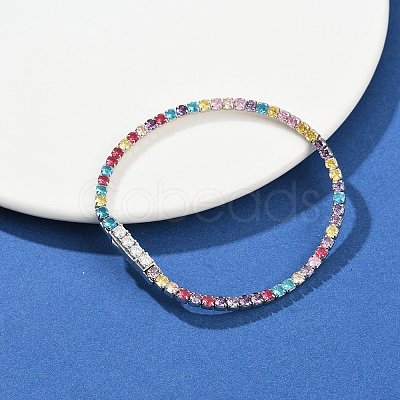 925 Sterling Silver Micro Pave Cubic Zirconia Tennis Bracelets for Women BJEW-C117-01A-P01-1