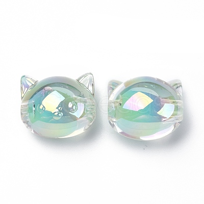 UV Plating Rainbow Iridescent Acrylic Beads OACR-H015-05D-1