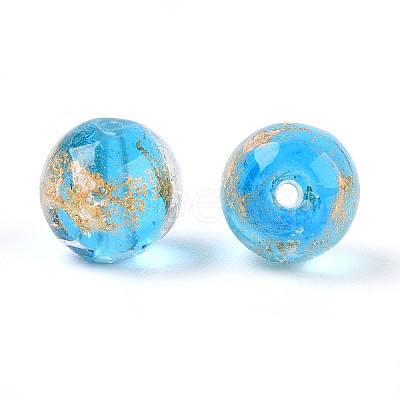 Handmade Gold & Silver Foil Glass Beads FOIL-N030-03A-01D-1