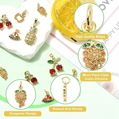 2Pcs Brass Micro Pave Cubic Zirconia Pendants KK-YW0003-22-1