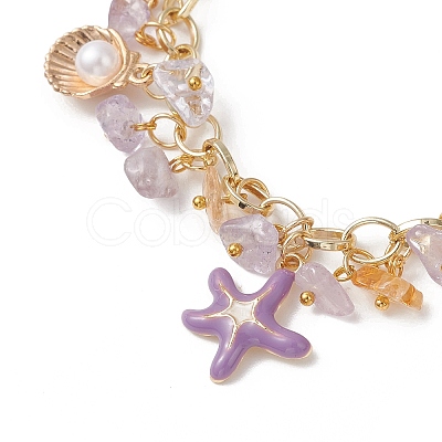 Natural Ametrine Chip Beads Bracelets BJEW-JB13155-03-1