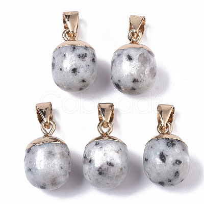 Top Golden Plated Natural Sesame Jasper Pendants G-T131-03G-1