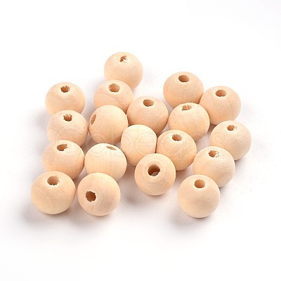 Unfinished Natural Wood Beads Spacer Craft Beads for DIY Macrame Rosary Jewelry X-WOOD-S651-10mm-LF-1