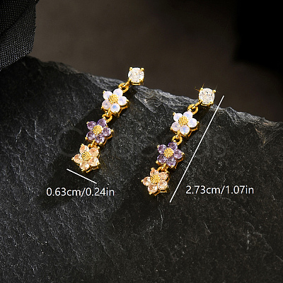 Brass Flower Dangle Stud Earrings XD1974-1