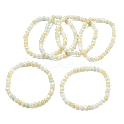 AB Color Faceted Rondelle Glass Beaded Stretch Bracelets for Women BJEW-PH01821-02-1