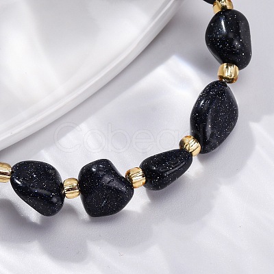 Synthetic Blue Goldstone Beaded Bracelets for Women G-P563-07P-13-1