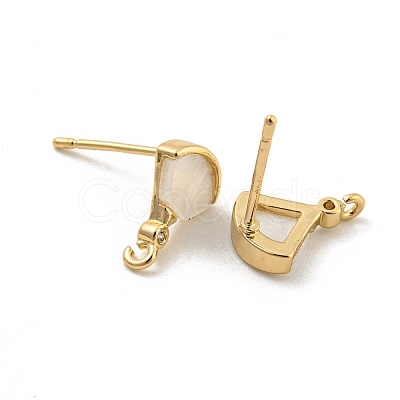 Brass Micro Pave Cubic Zirconia Stud Earrings Finding KK-P263-18KCG-1