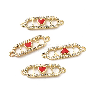 Brass Micro Pave Clear Cubic Zirconia Connetor Charms KK-E068-VB404-2-1