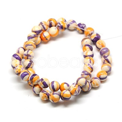 Dyed Round Synthetic Gemstone Ocean White Jade Beads Strands G-F085-10mm-04-1