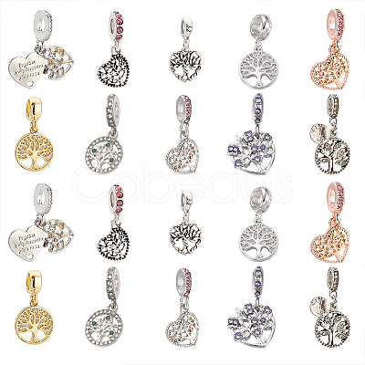 20pcs 10 Style Alloy & Brass European Dangle Charms MPDL-PH0001-14-1