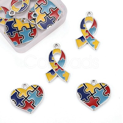 8Pcs 2 Style Enamel Alloy Pendants ENAM-LS0001-09P-1