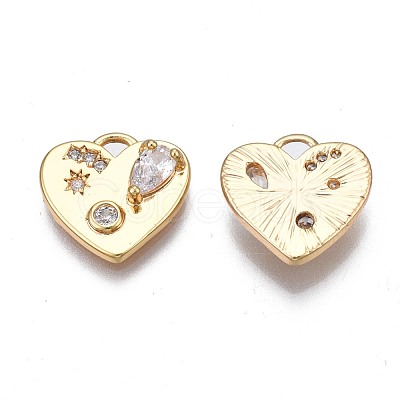 Brass Micro Pave Cubic Zirconia Charms KK-N232-261A-1