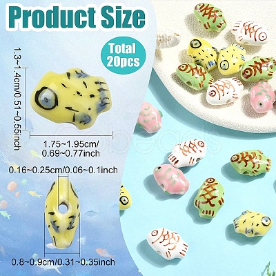 20Pcs 4 Colors Handmade Porcelain Beads PORC-YW0001-23-1