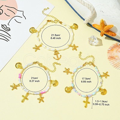 Natural White Shell Beads Bracelets BJEW-FS00013-1