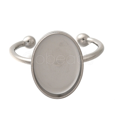 304 Stainless Steel Open Cuff Ring Components STAS-M057-01E-P-1