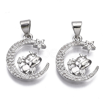 Brass Micro Pave Cubic Zirconia Pendants ZIRC-T013-09P-NF-1