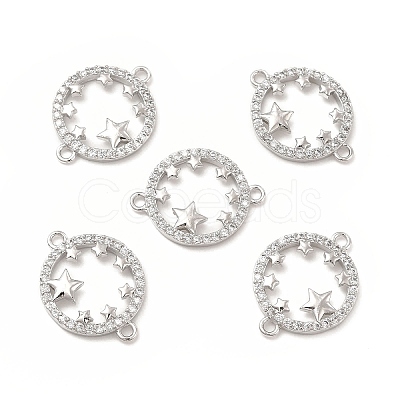 Brass Micro Pave Cubic Zirconia Links KK-E068-VB355-1