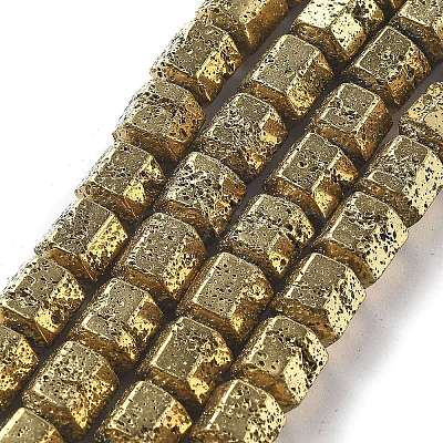 Electroplated Natural Lava Rock Beads Strands G-A251-A01-01C-1