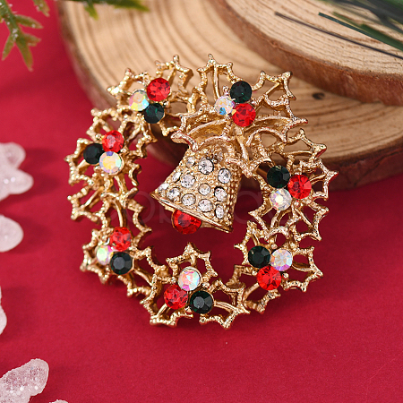 Christmas Theme Zinc Alloy Rhinestone Brooches for Backpack Clothes LK8386-20-1
