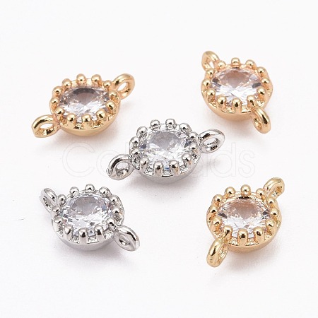 Flower Brass Micro Pave Cubic Zirconia Links X-ZIRC-L054-09-NR-1