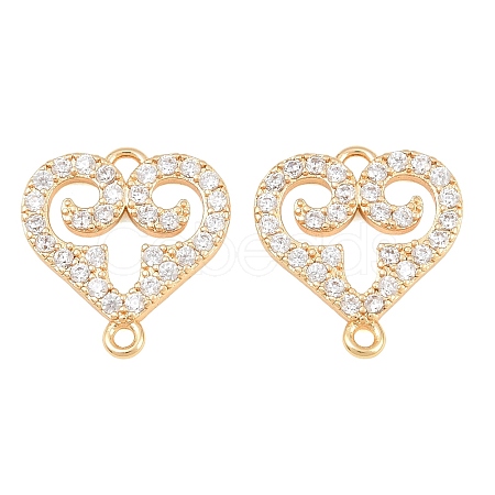 Brass Micro Pave Clear Cubic Zirconia Connector Charms CU-CBA7BFE-03H-G-1
