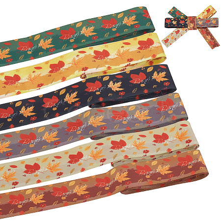 6 Yards 6 Color Autumn Double-Sided Printed Polyester Ribbon OCOR-BC0005-37-1
