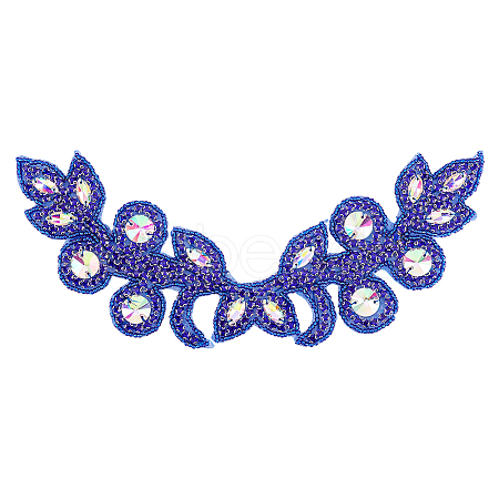 Flower Pattern Rhinstone Appliques AJEW-FG0002-40C-1