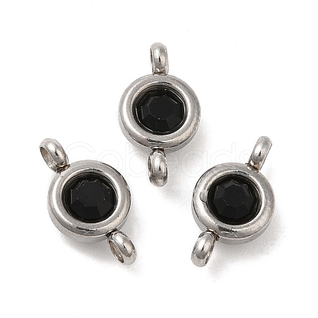 304 Stainless Steel Single Rhinestone Connector Charms STAS-E194-13P-03-1