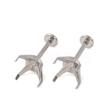 304 Stainless Steel Prong Earring Settings SA-CBA8B85-11E-02-1