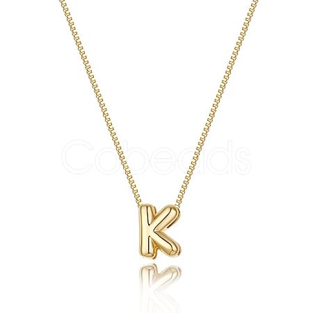 Brass Initial Pendant Box Chain Necklaces for Women FS-WG5C822-11-1