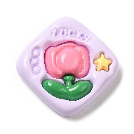 Opaque Flower Resin Cabochons RESI-C035-01A-1