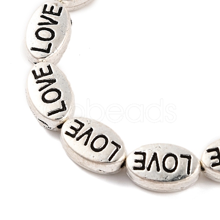 Oval with Word Love Tibetan Style Alloy Bead Strands X-TIBEB-O007-24-LF-1