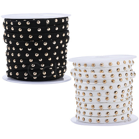 2 Rolls 2 Colors Faux Suede Cord with Aluminum Rivets OCOR-CY0001-03G-1