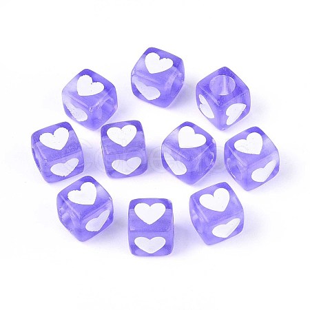 Spray Painted Transparent Acrylic Beads OACR-N140-02B-1