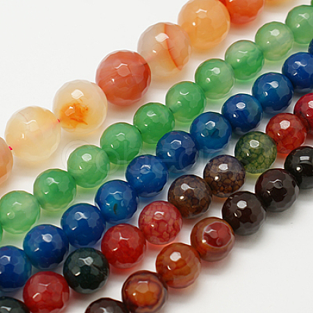 Natural Agate Beads Strands G-G392-6mm-M-1