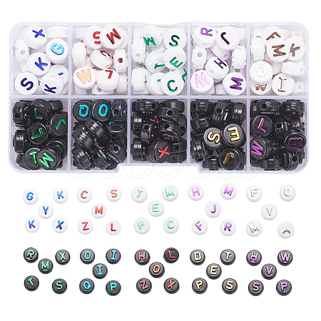 180Pcs 10 Style Opaque Black Acrylic Beads MACR-YW0001-53-1