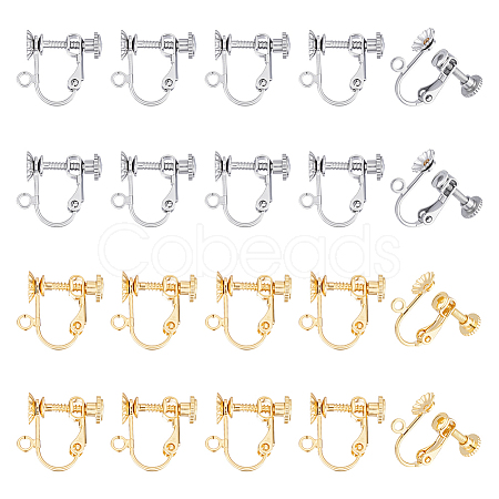 20Pcs 2 Colors 316 Surgical Stainless Steel Clip-on Earring Findings STAS-UN0063-72-1