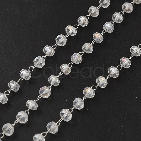 Glass Rondelle Beaded Chains CHS-B004-02P-1